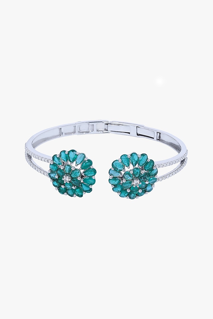 18kt Gold Finish Diamond & Emerald Bracelet by Mohar Fine Jewellery at Pernia's Pop Up Shop