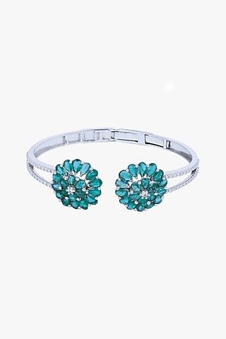 18kt Gold Finish Diamond & Emerald Bracelet by Mohar Fine Jewellery