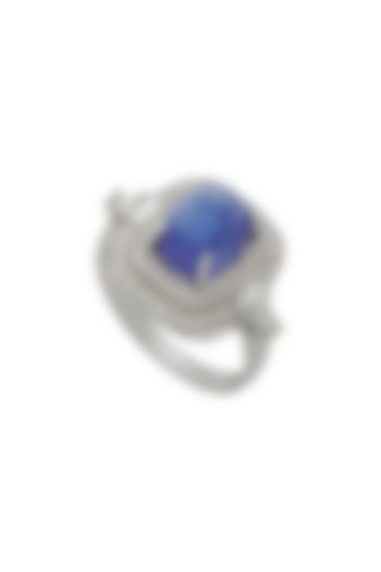 18kt White Finish Diamond & Natural Tanzanite Stone Ring by Mohar Fine Jewellery at Pernia's Pop Up Shop