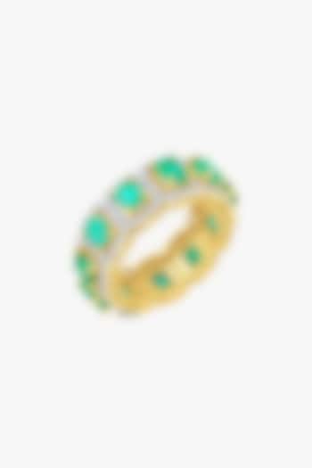 14kt Gold Finish Diamond & Emerald Ring by Mohar Fine Jewellery at Pernia's Pop Up Shop