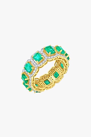 14kt Gold Finish Diamond & Emerald Ring by Mohar Fine Jewellery