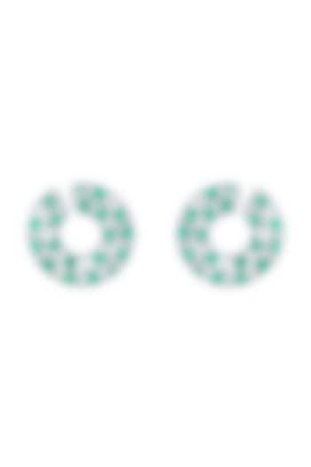 14kt White Finish Diamond & Natural Zambian Emerald Stone Stud Earrings by Mohar Fine Jewellery at Pernia's Pop Up Shop