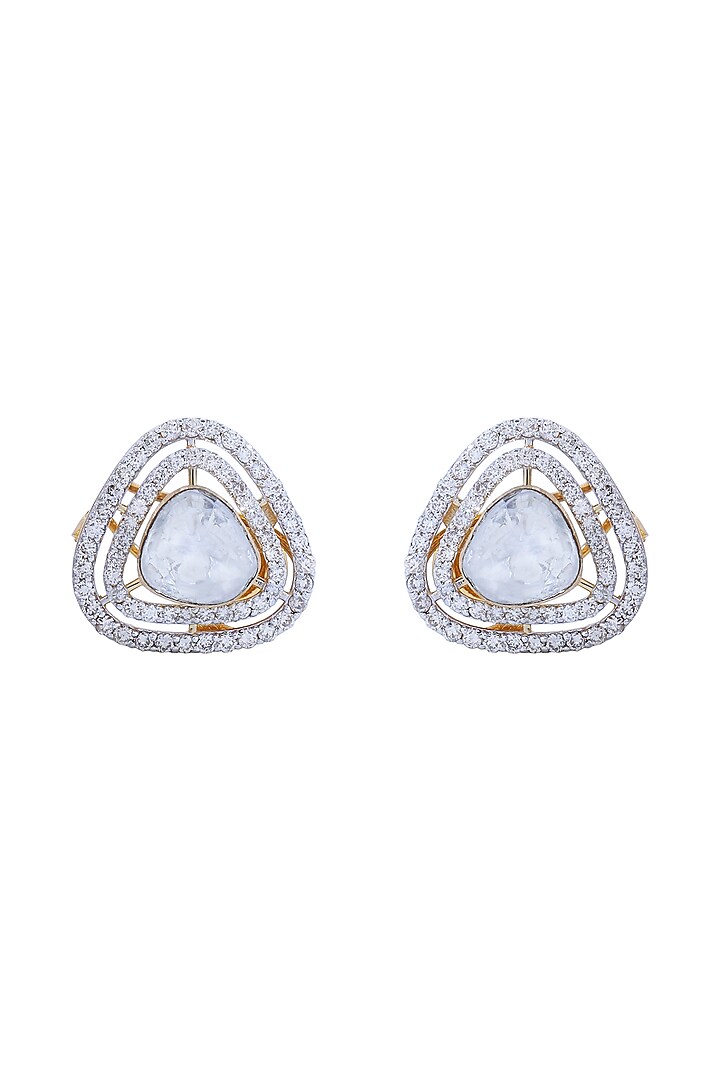 18kt White Finish Diamond & Syndicate Kundan Polki Stud Earrings by Mohar Fine Jewellery at Pernia's Pop Up Shop