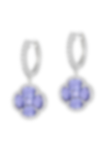 14kt Gold Finish Diamond & Tanzanite Dangler Earrings by Mohar Fine Jewellery at Pernia's Pop Up Shop
