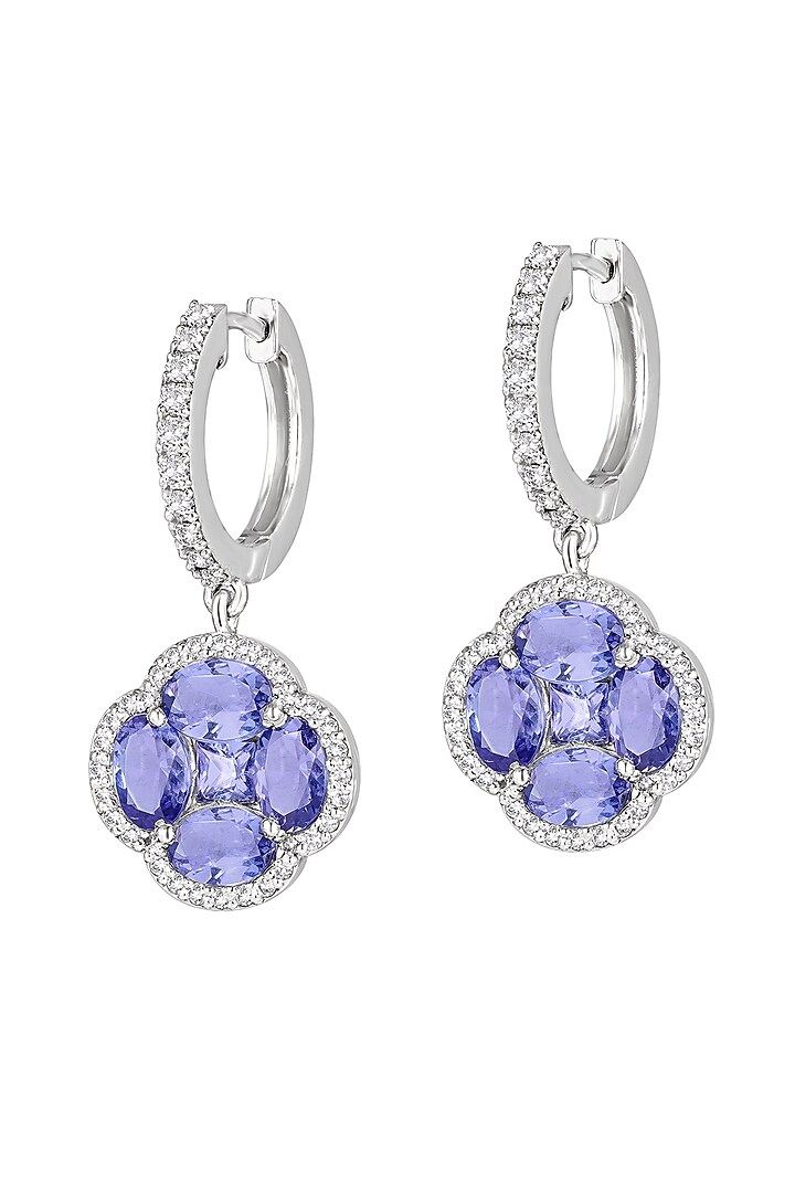 14kt Gold Finish Diamond & Tanzanite Dangler Earrings by Mohar Fine Jewellery at Pernia's Pop Up Shop