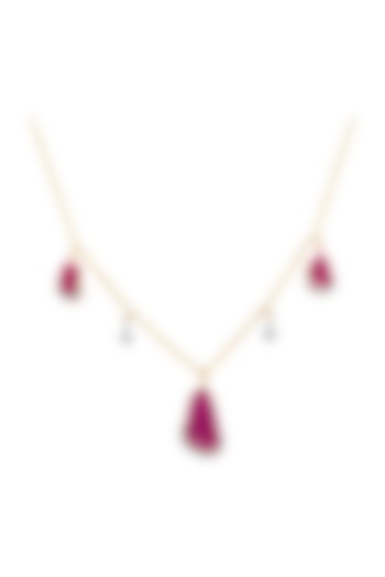 18kt Gold Finish Diamond & Ruby Rose Cut Pendant Necklace by Mohar Fine Jewellery at Pernia's Pop Up Shop
