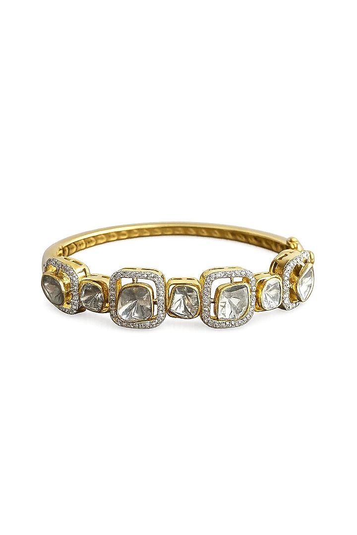14kt Gold Finish Diamond & Polki Bracelet by Mohar Fine Jewellery at Pernia's Pop Up Shop