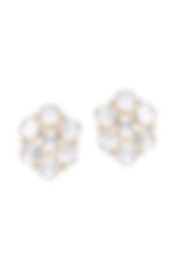 18kt Gold Finish Diamond & Kilwas Polki Stud Earrings by Mohar Fine Jewellery at Pernia's Pop Up Shop