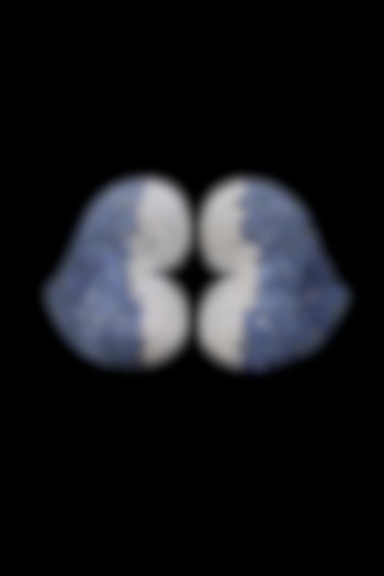 18kt Gold Finish Diamond & Blue Sapphire Stud Earrings by Mohar Fine Jewellery at Pernia's Pop Up Shop