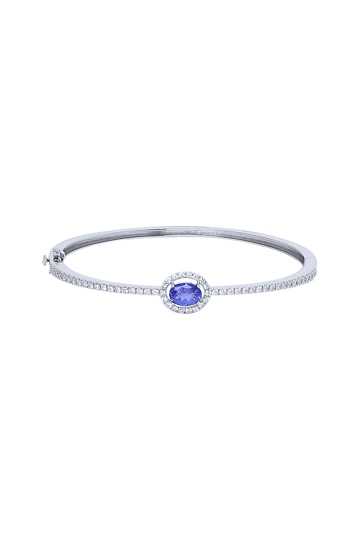 18kt Gold Finish Diamond & Oval Tanzanite Bracelet by Mohar Fine Jewellery at Pernia's Pop Up Shop