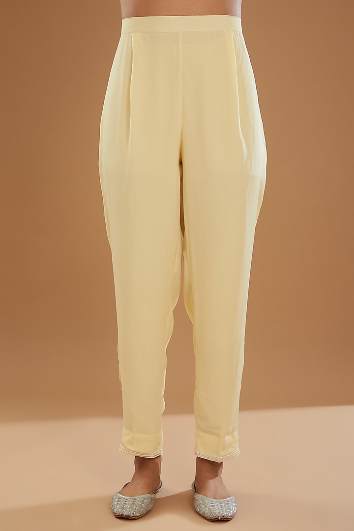 Yellow Georgette & Crepe Chikankari Kurta Set by The Mohi Studio at Pernia's Pop Up Shop