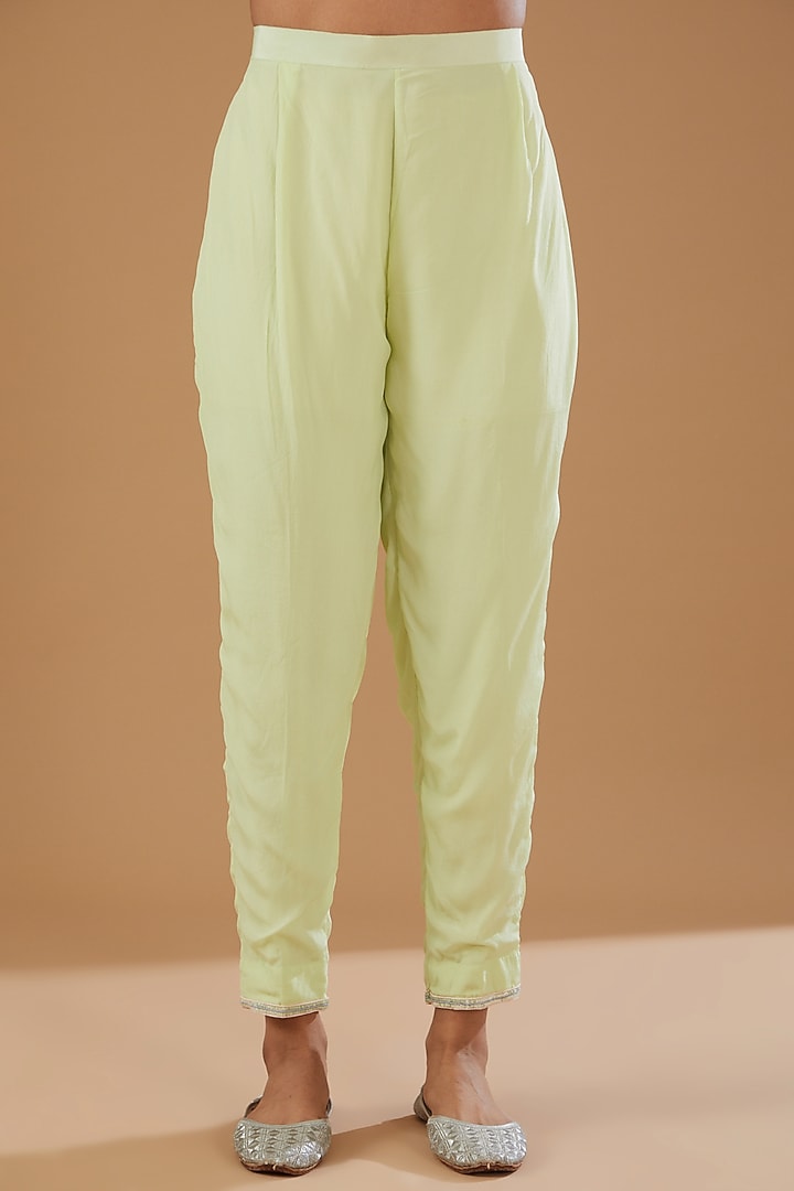 Pista Green Georgette & Crepe Chikankari Kurta Set by The Mohi Studio at Pernia's Pop Up Shop