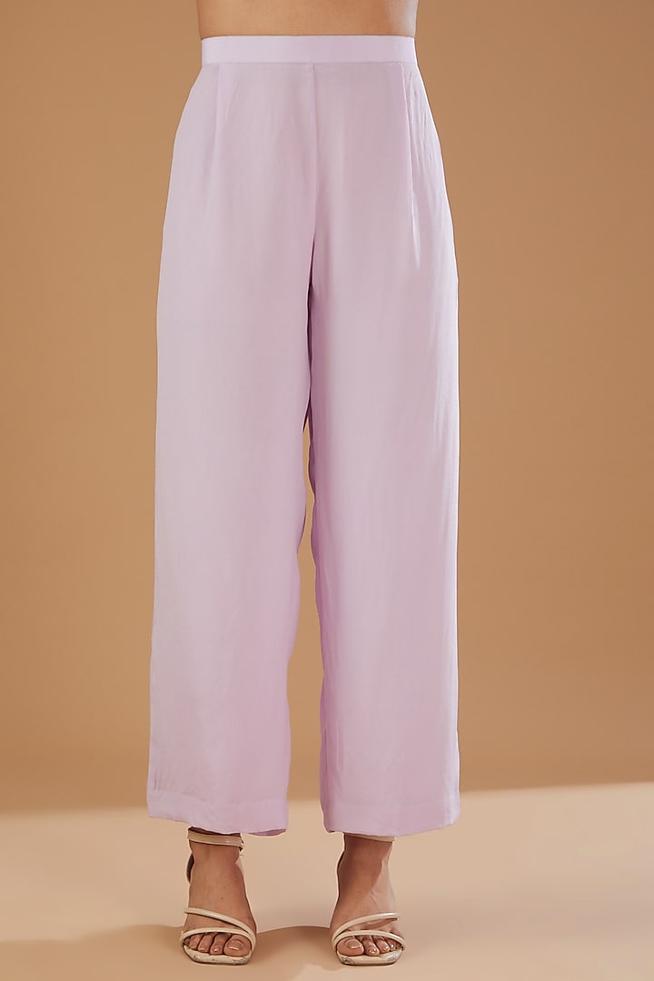 Lavender Georgette & Crepe Chikankari Kurta Set by The Mohi Studio at Pernia's Pop Up Shop