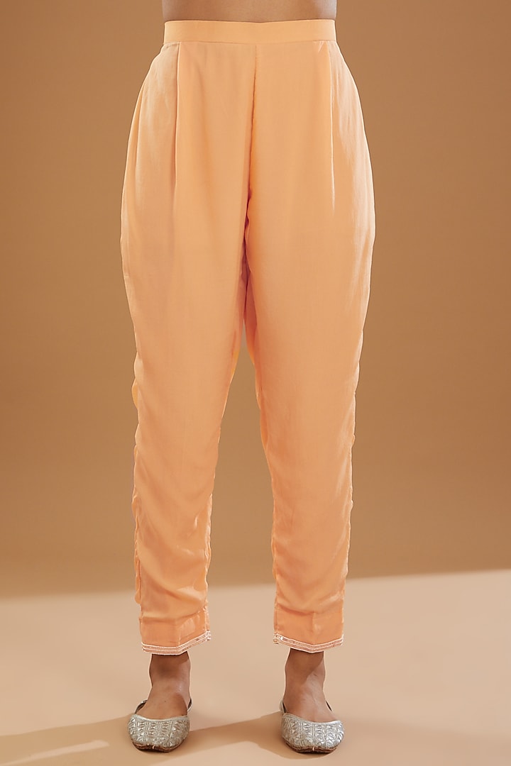 Orange Georgette & Semi Crepe Chikankari Kurta Set by The Mohi Studio at Pernia's Pop Up Shop