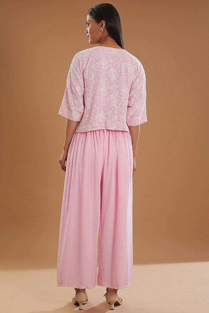 Pink Georgette & Crepe Co-Ord Set by The Mohi Studio at Pernia's Pop Up Shop