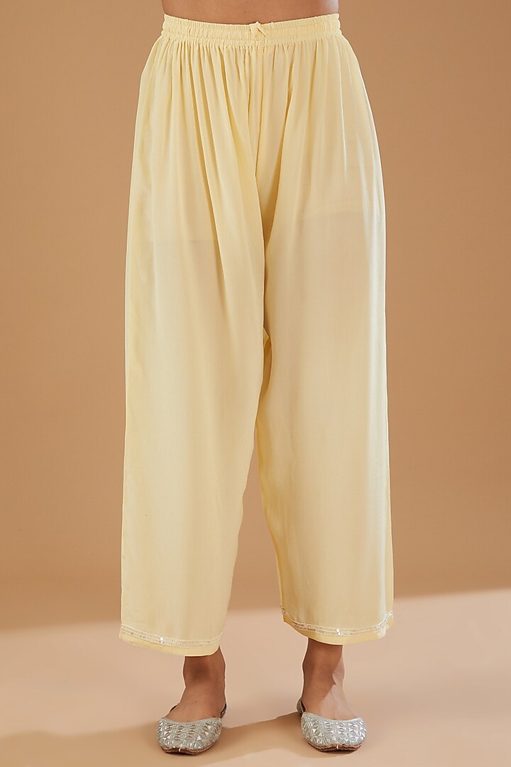 Yellow Georgette & Semi Crepe Chikankari Kurta Set by The Mohi Studio at Pernia's Pop Up Shop