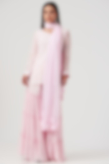 Blush Pink Georgette Gharara Set by The Mohi Studio
