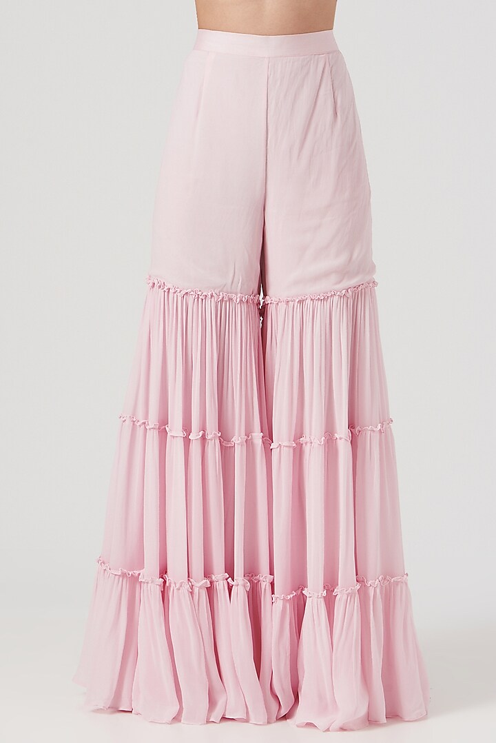 Blush Pink Georgette Gharara Set by The Mohi Studio at Pernia's Pop Up Shop