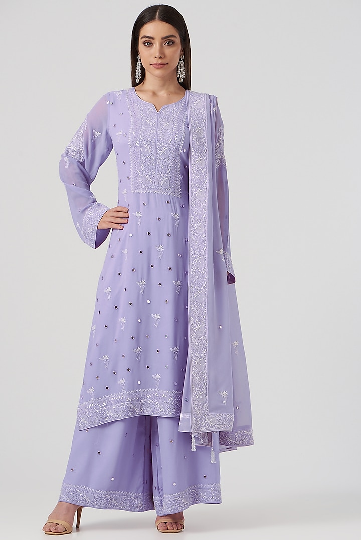 Mauve Embroidered Kurta Set by The Mohi Studio