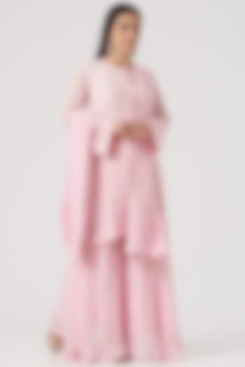 Powder Pink Georgette Sharara Set by The Mohi Studio