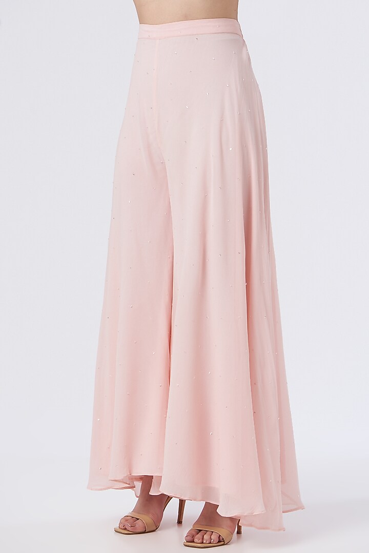 Peach Georgette Wedding Sharara Set by The Mohi Studio at Pernia's Pop Up Shop