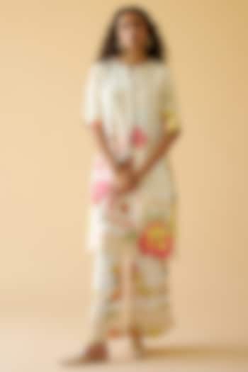 Multi-Colored Bemberg Twill Cotton Satin Tunic Set by MOH India at Pernia's Pop Up Shop