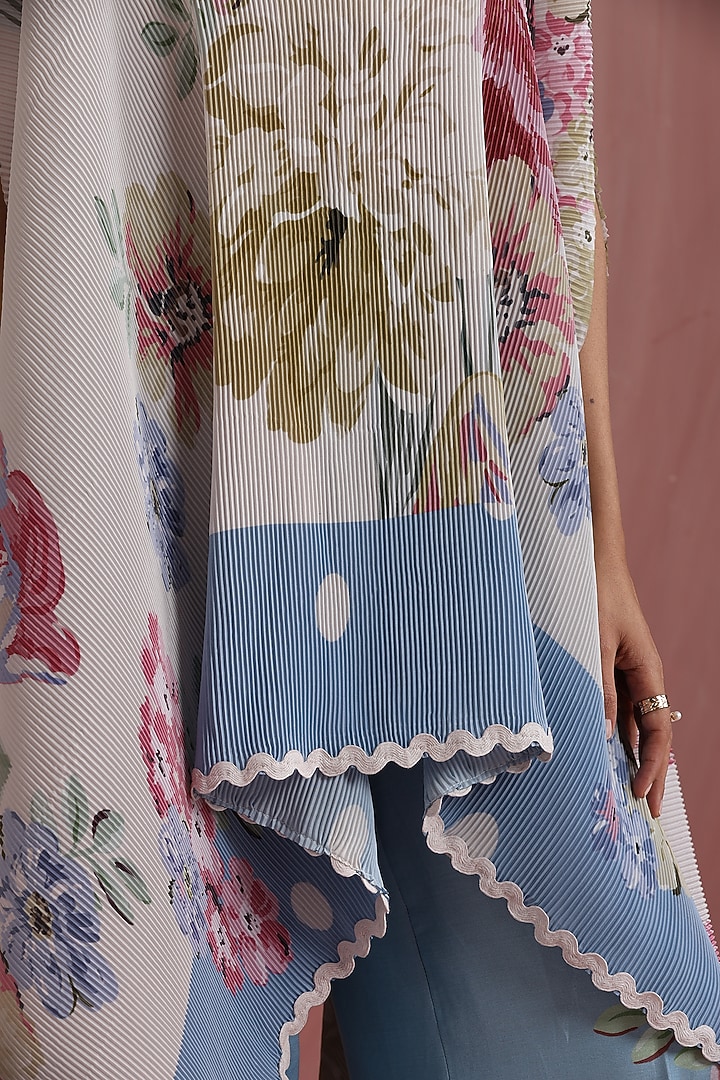 Off-White Poly Satin Printed Cape by MOH India at Pernia's Pop Up Shop