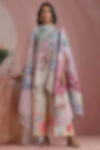 Soft Pink Poly Satin Printed Cape by MOH India at Pernia's Pop Up Shop