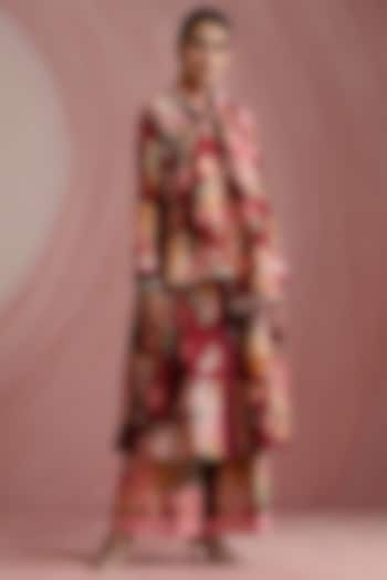 Maroon Pure Chanderi Silk Printed Stole by MOH India at Pernia's Pop Up Shop