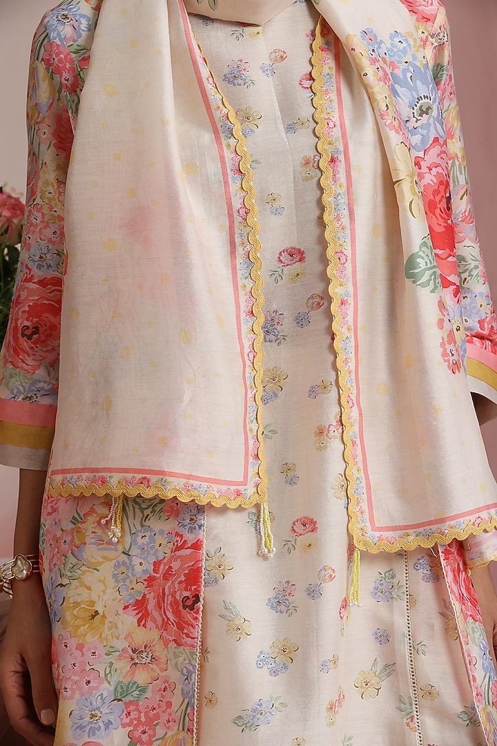 Ivory Pure Chanderi Silk Printed Stole by MOH India at Pernia's Pop Up Shop