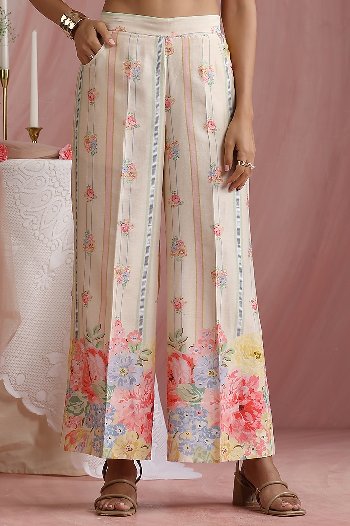 Soft Pink Poly Satin Printed Cape Set by MOH India at Pernia's Pop Up Shop
