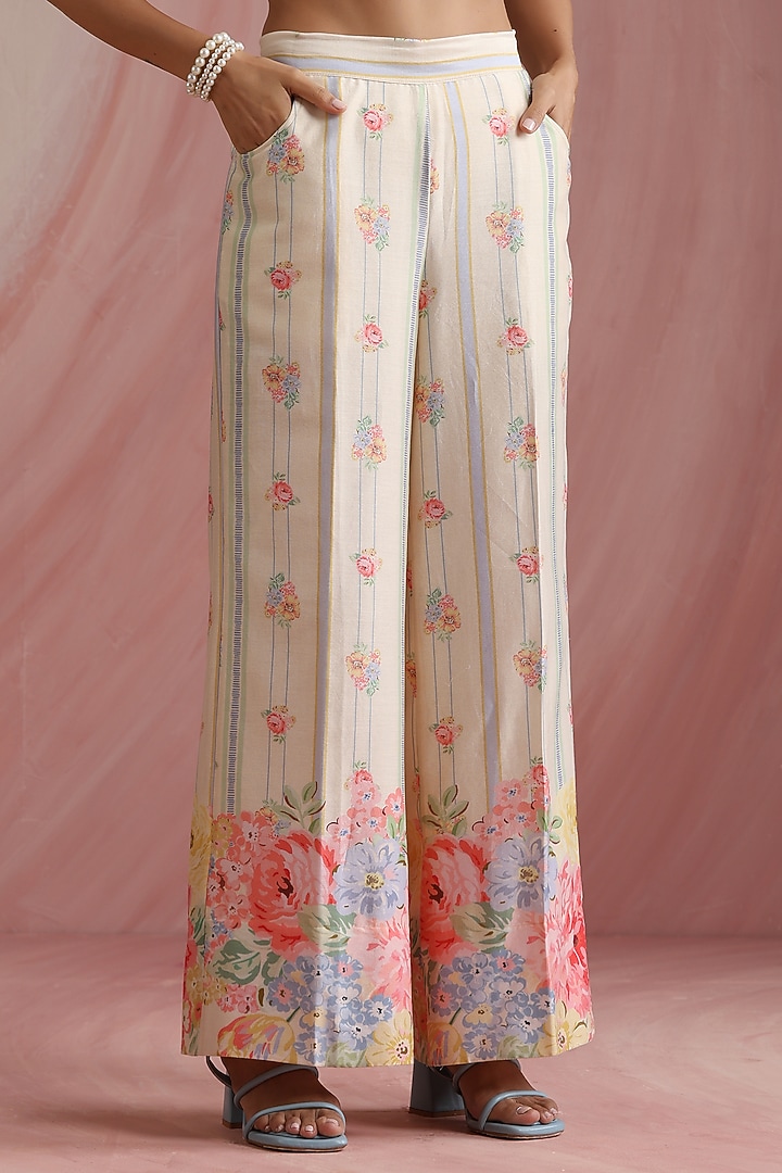 Sky Blue Poly Satin Printed Cape Set by MOH India at Pernia's Pop Up Shop