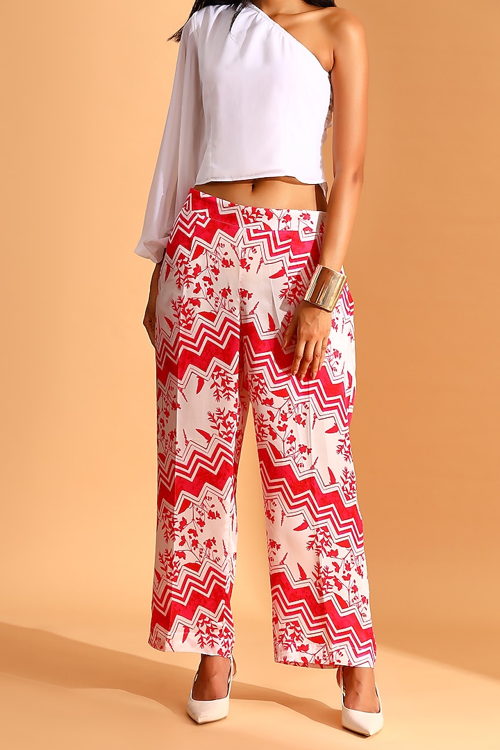 Ivory & Magenta Pink Copper Silk Bohemian Trousers by MOH India at Pernia's Pop Up Shop