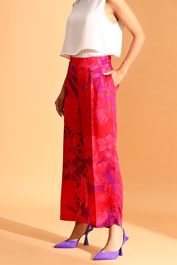 Pink Copper Silk & Cupro Trousers by MOH India