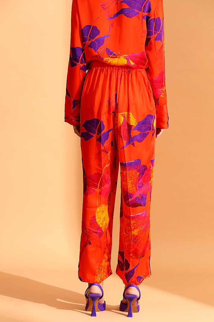 Scarlet Red Cupro & Copper Silk Trousers by MOH India at Pernia's Pop Up Shop