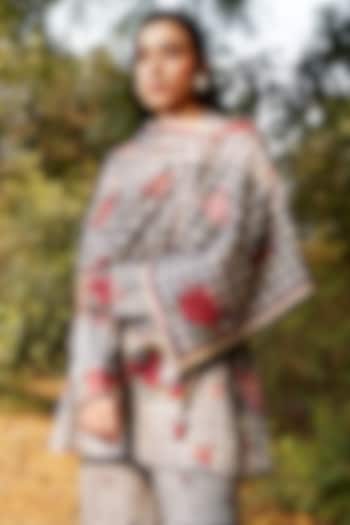 Blue Merino Wool Printed Stole by MOH India at Pernia's Pop Up Shop