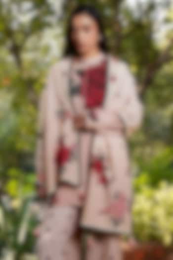 Nude Pink Merino Wool Printed Stole by MOH India at Pernia's Pop Up Shop