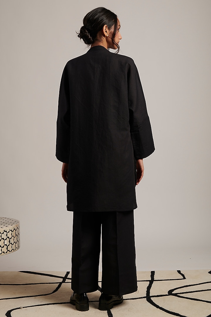 Black Pure Linen Tunic by MOH India at Pernia's Pop Up Shop