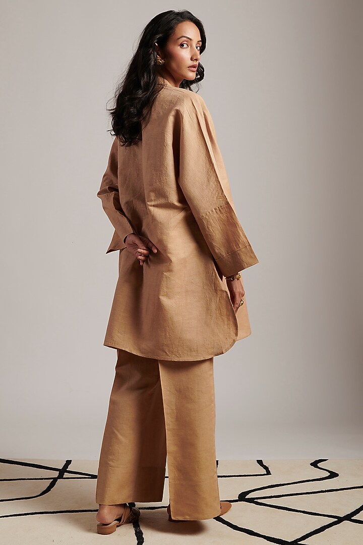 Beige Pure Linen Tunic by MOH India at Pernia's Pop Up Shop