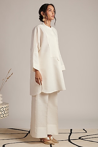 Off-White Pure Linen Tunic by MOH India