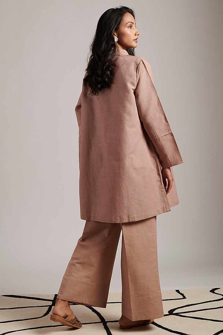 Rose Pink Pure Linen Shirt Tunic by MOH India at Pernia's Pop Up Shop