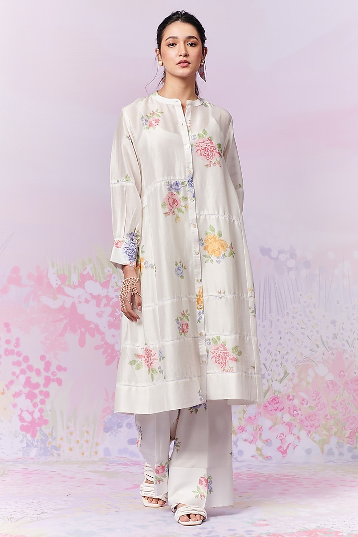 Multi-Colored Chanderi Silk Kurta by MOH India at Pernia's Pop Up Shop