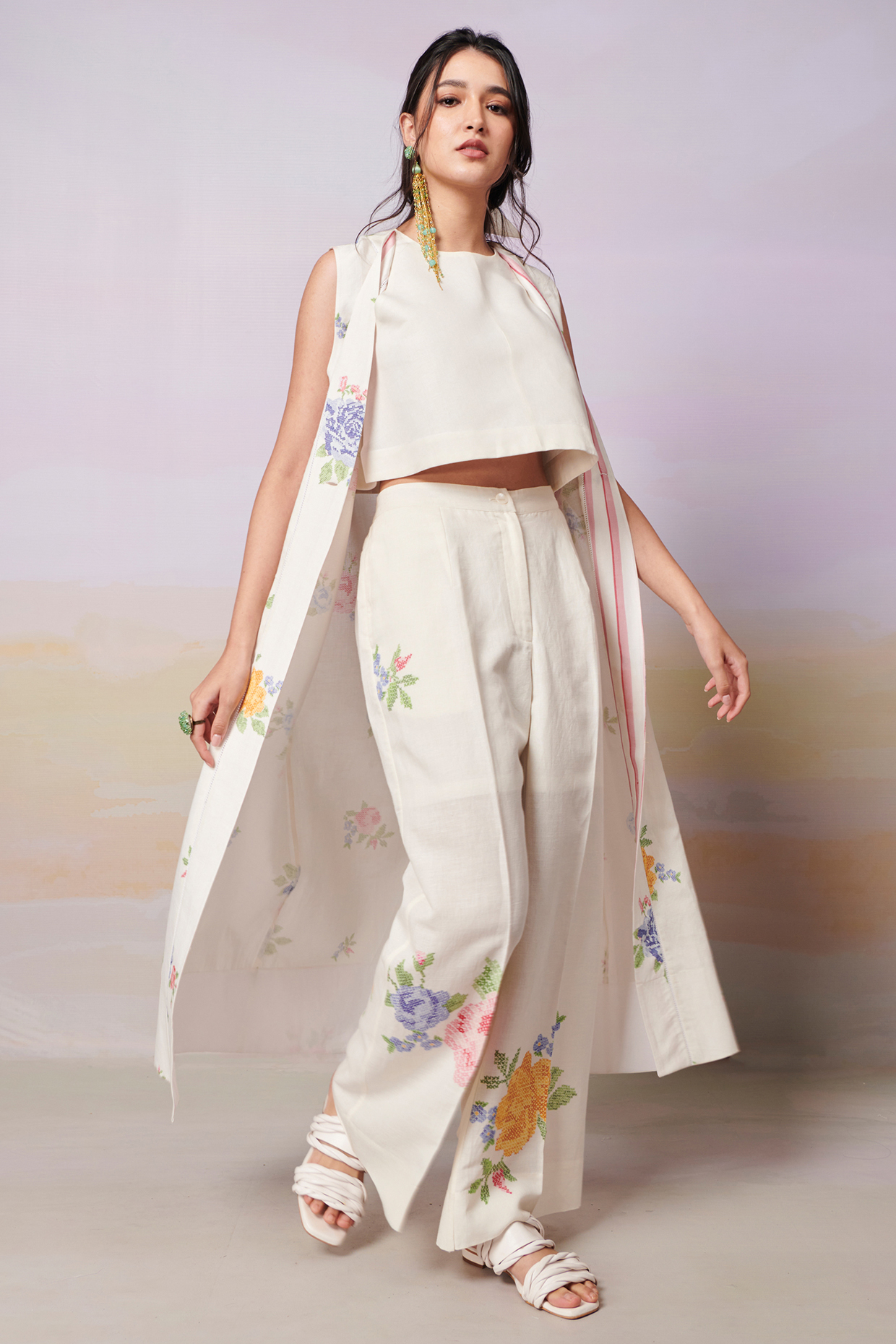 Multi-Colored Linen Co-Ord Set by MOH India at Pernia's Pop Up Shop