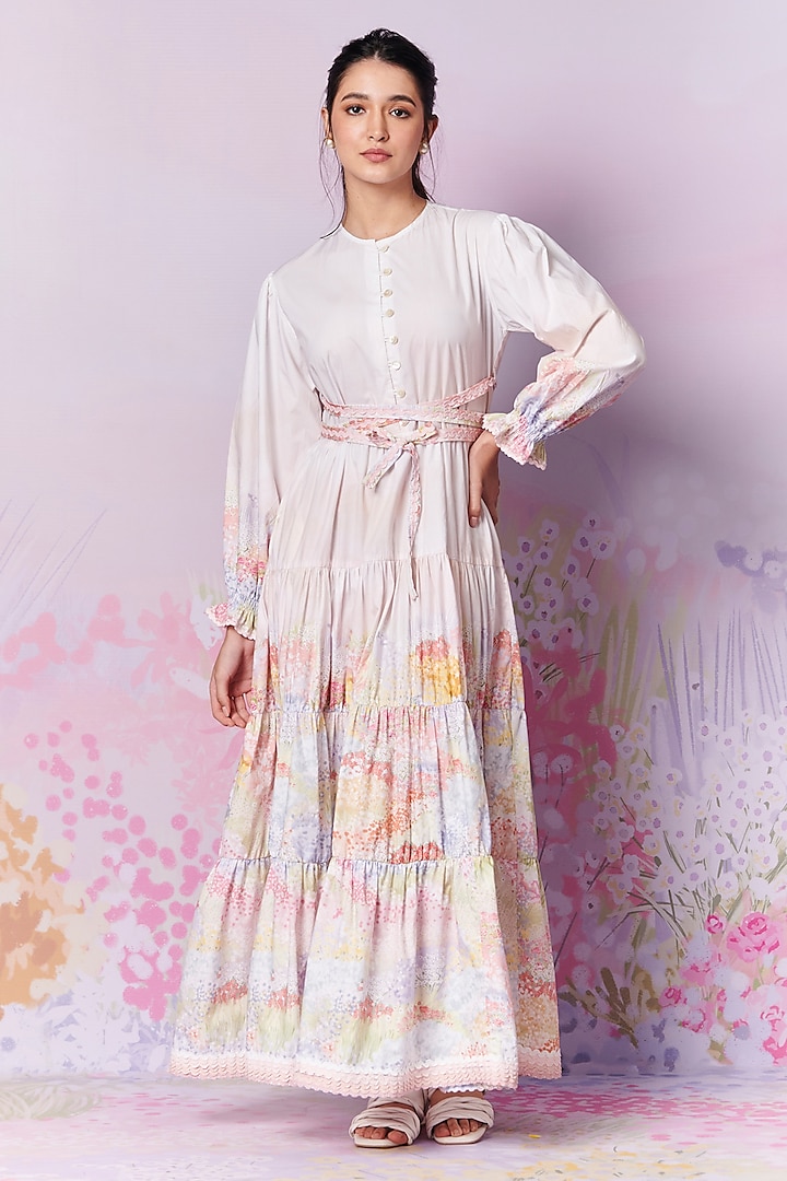 Multi-Colored Cotton Poplin Maxi Dress by MOH India at Pernia's Pop Up Shop