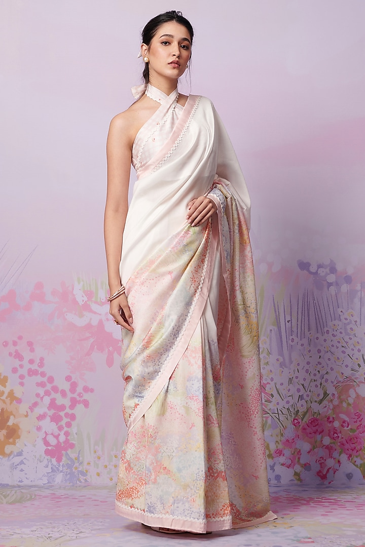 Multi-Colored Chanderi Silk Printed Saree Set by MOH India at Pernia's Pop Up Shop