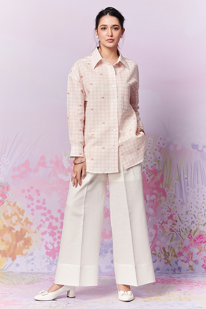 Multi-Colored Pure Linen Shirt by MOH India at Pernia's Pop Up Shop