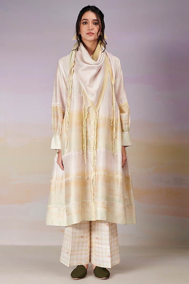 Multi-Colored Pure Chanderi Silk Kurta by MOH India at Pernia's Pop Up Shop