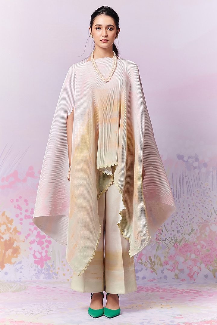 Multi-Colored Poly Satin Printed Cape by MOH India at Pernia's Pop Up Shop