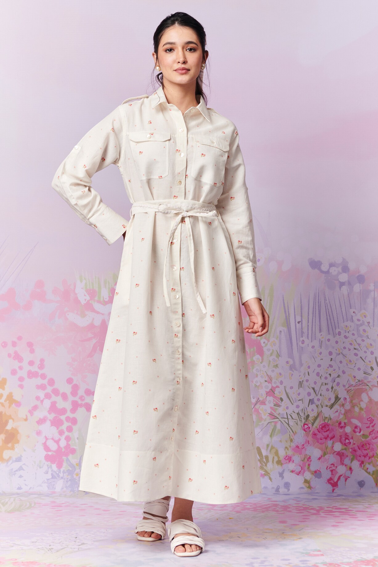 Multi-Colored Pure Linen Maxi Shirt Dress by MOH India at Pernia's Pop Up  Shop 2026