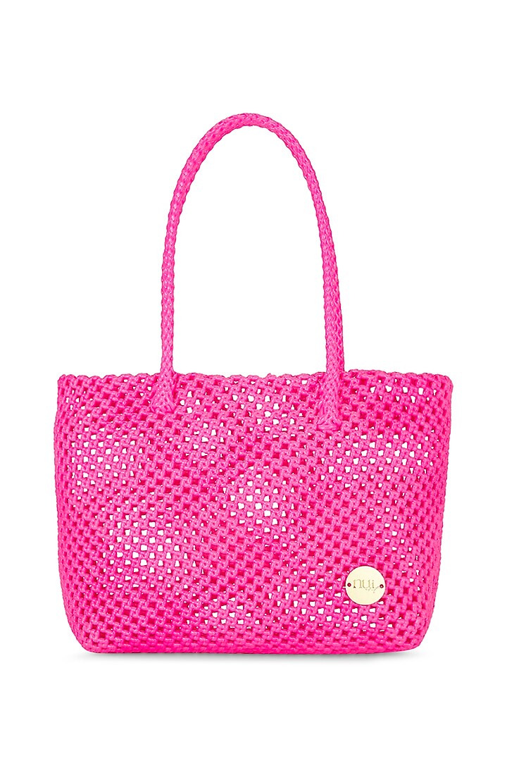 Fuchsia Pink Straw Handcrafted Basket Bag by Moihno Accessories at Pernia's Pop Up Shop